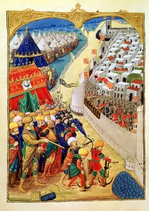 Las fuerzas turcas preparándose para la batalla fuera de los muros de Rodas en 1480, de 